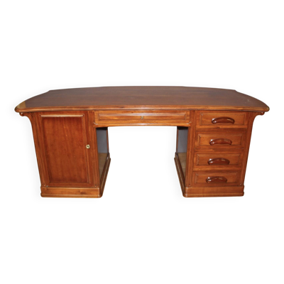 Bureau Plat Art Nouveau en Acajou signé Emile Gallé