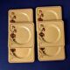 6 square dessert plates, ironstone. 1940s-50s.