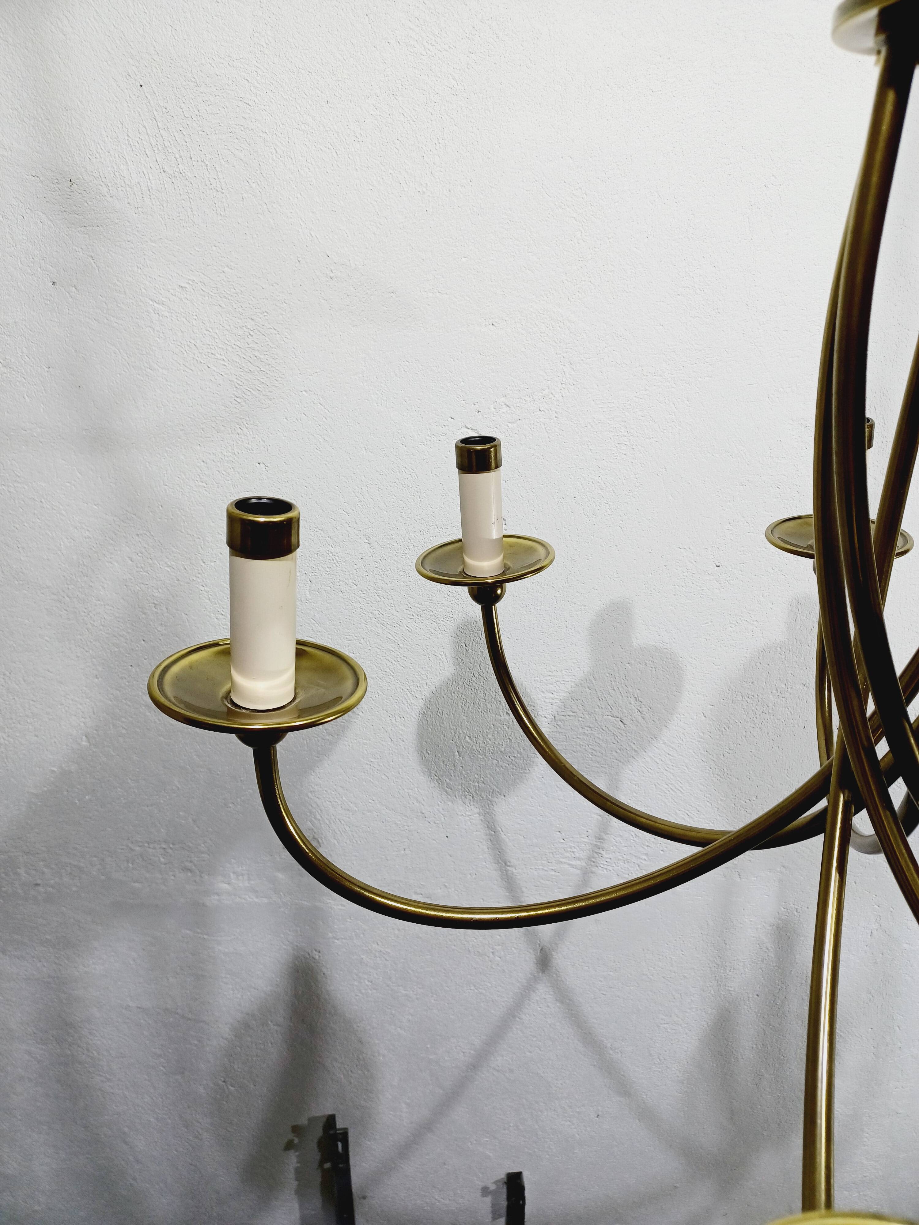 6-light chandelier in bronze and brass