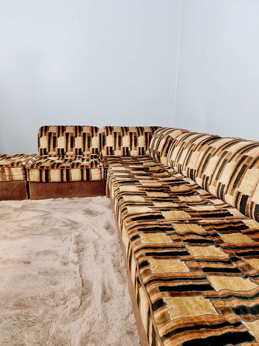 Midcentury modular sofa Laauser vintage 'Earth tones'