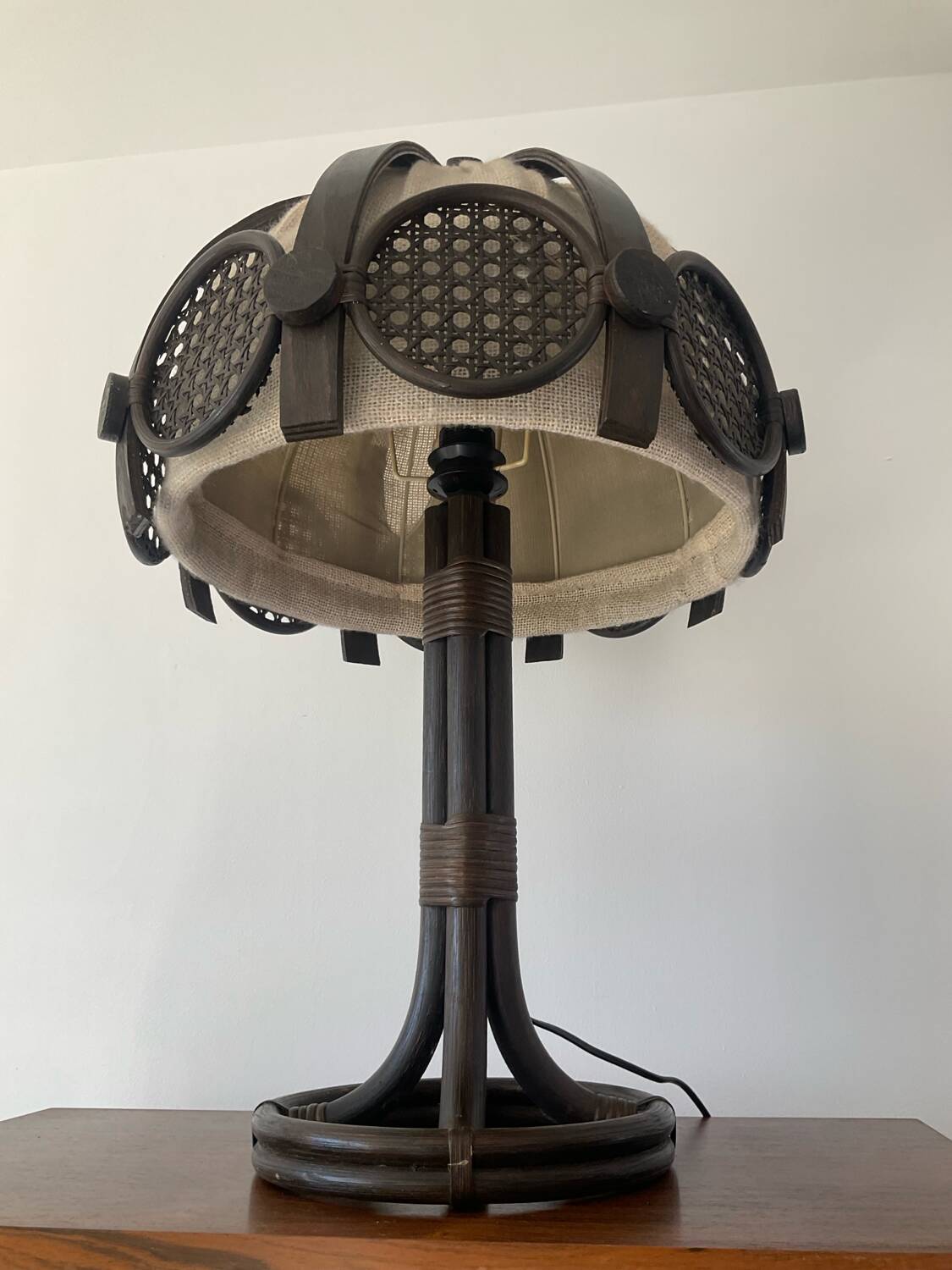 Rattan and cane lamp from the 60s-70s