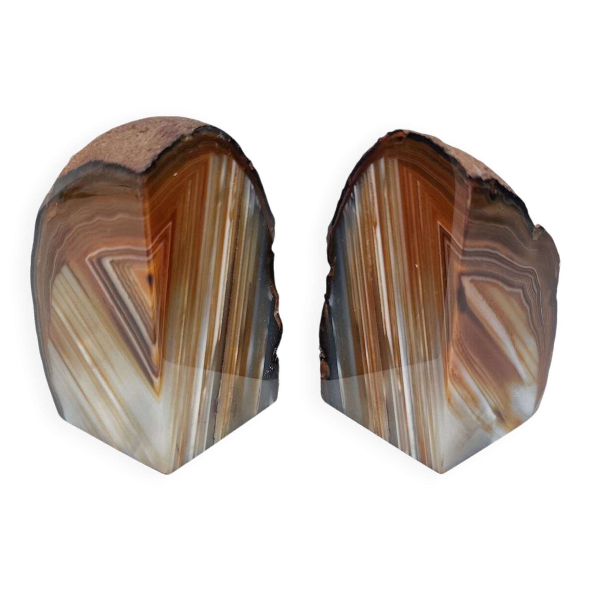 Paire de serre-livres en agate. Espagne, années 1970