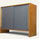 Vintage wooden sideboard with sliding doors – 1960s