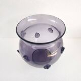 Amethyst Blown Murano Glass Vase with Bugne in the Style of Zecchin