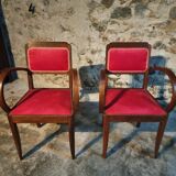 Pair of French Art Deco armchairs in beech, 1930s