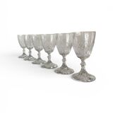 6 large antique engraved glasses for wine or water
