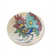 Plate polychrome rooster decoration toledo 1950s