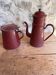 Vintage enameled coffee maker and milk jug
