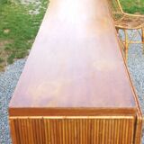 Vintage dining room attributed to Audoux and Minet in bamboo and rattan