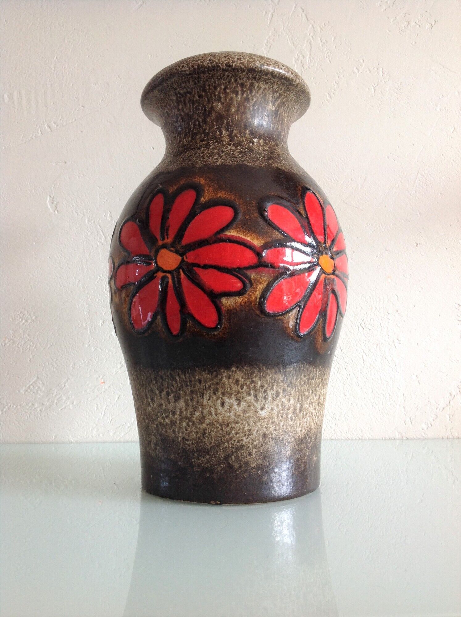 Fat Lava style red flower vase by Scheurich Keramik vintage 60s-70s