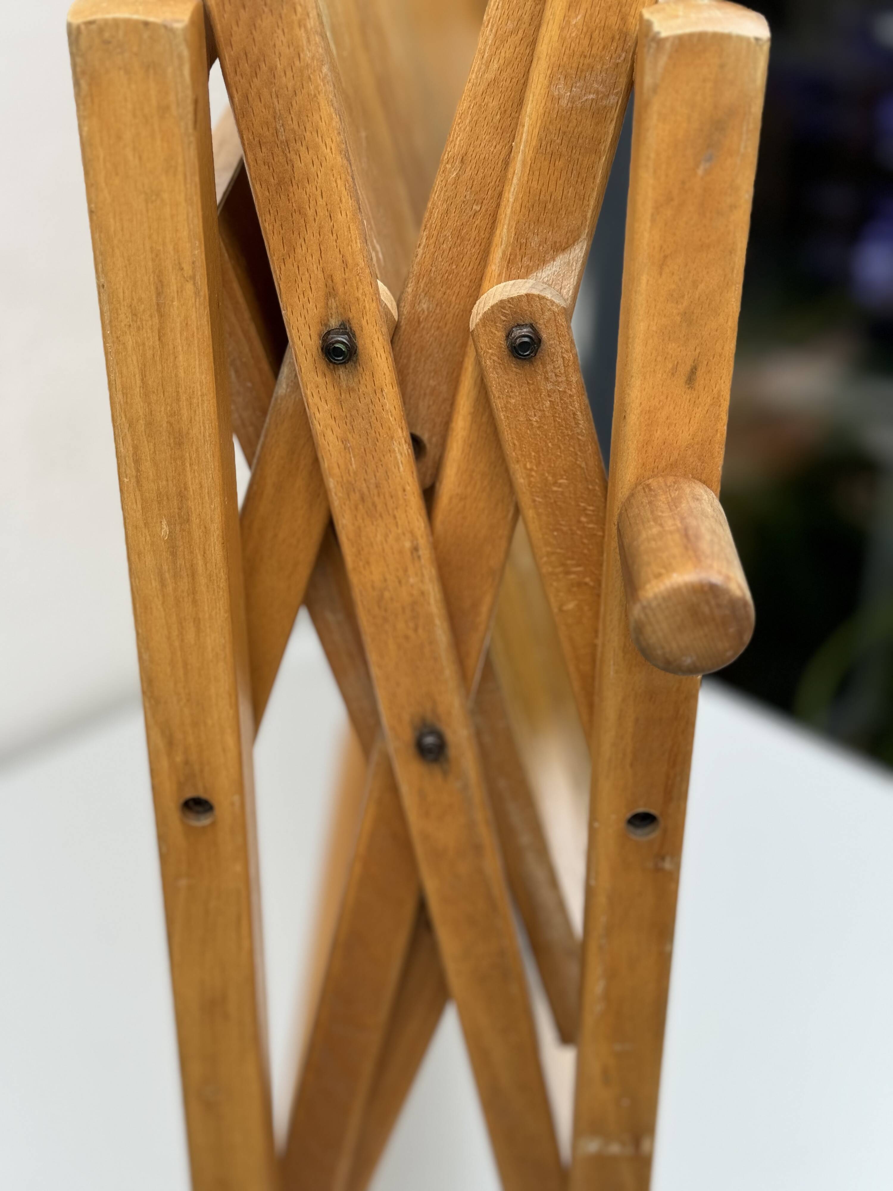 Vintage Foldable Pine Wood Serving Cart