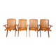 Set of 4 vintage garden chairs made of beech wood from the 1960s.