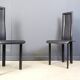 Set of 6 post modern black leather dining chairs, 1980s