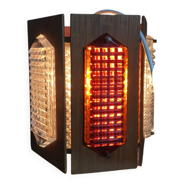 Wiktor Berndt for Flygfors pendant lamp, teak and glass, 1970s