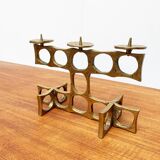 Brutalist metal candlestick from the mid-century by Heinz Goll