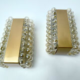 Pair Apliques Vintage Limburg, Golden Bubble Glass, 70s