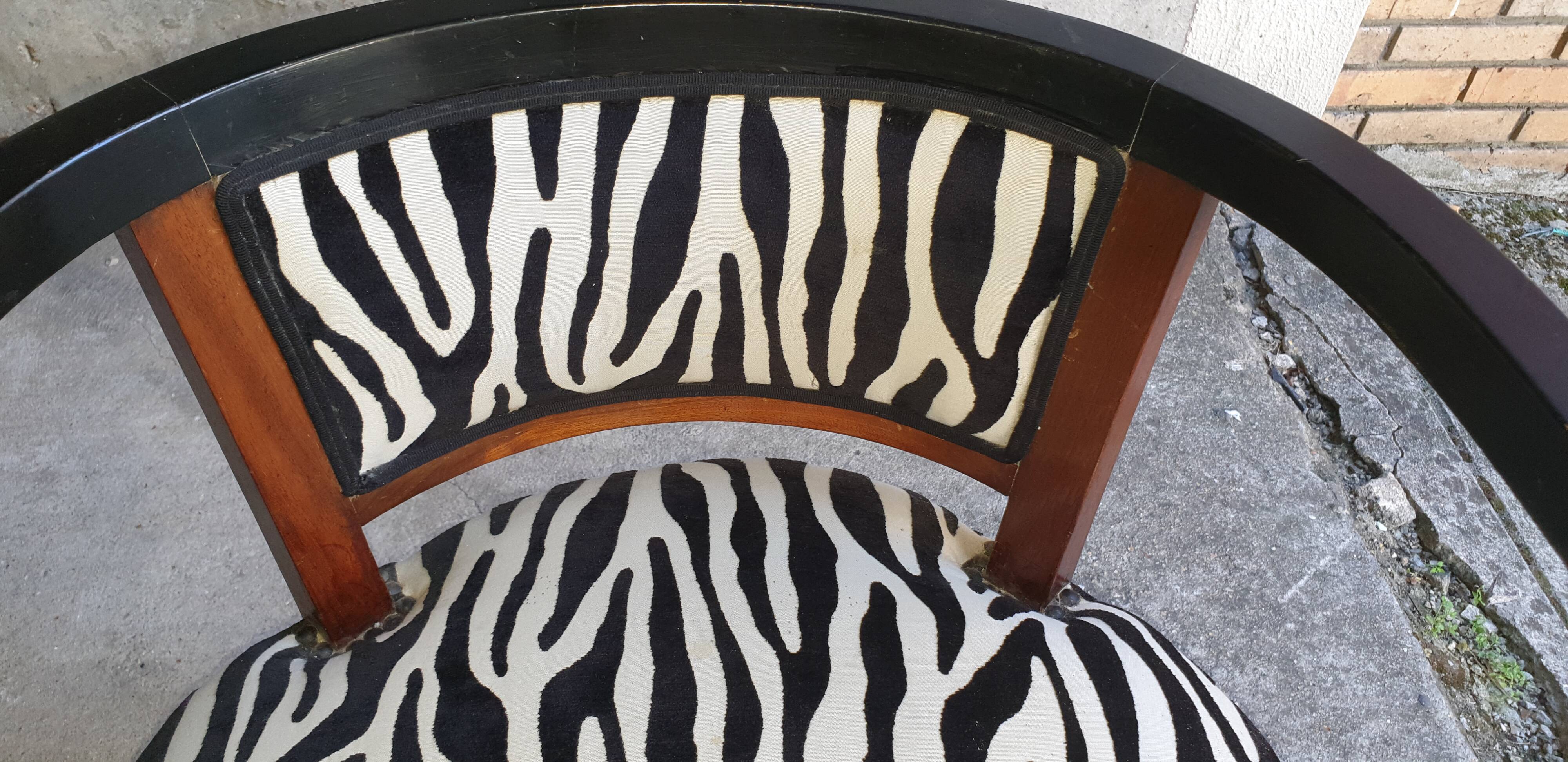 Art deco armchair with zebra tapestry