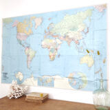 Map planisphere the world 124x82cm 60s