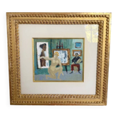 Framed nude oil painting