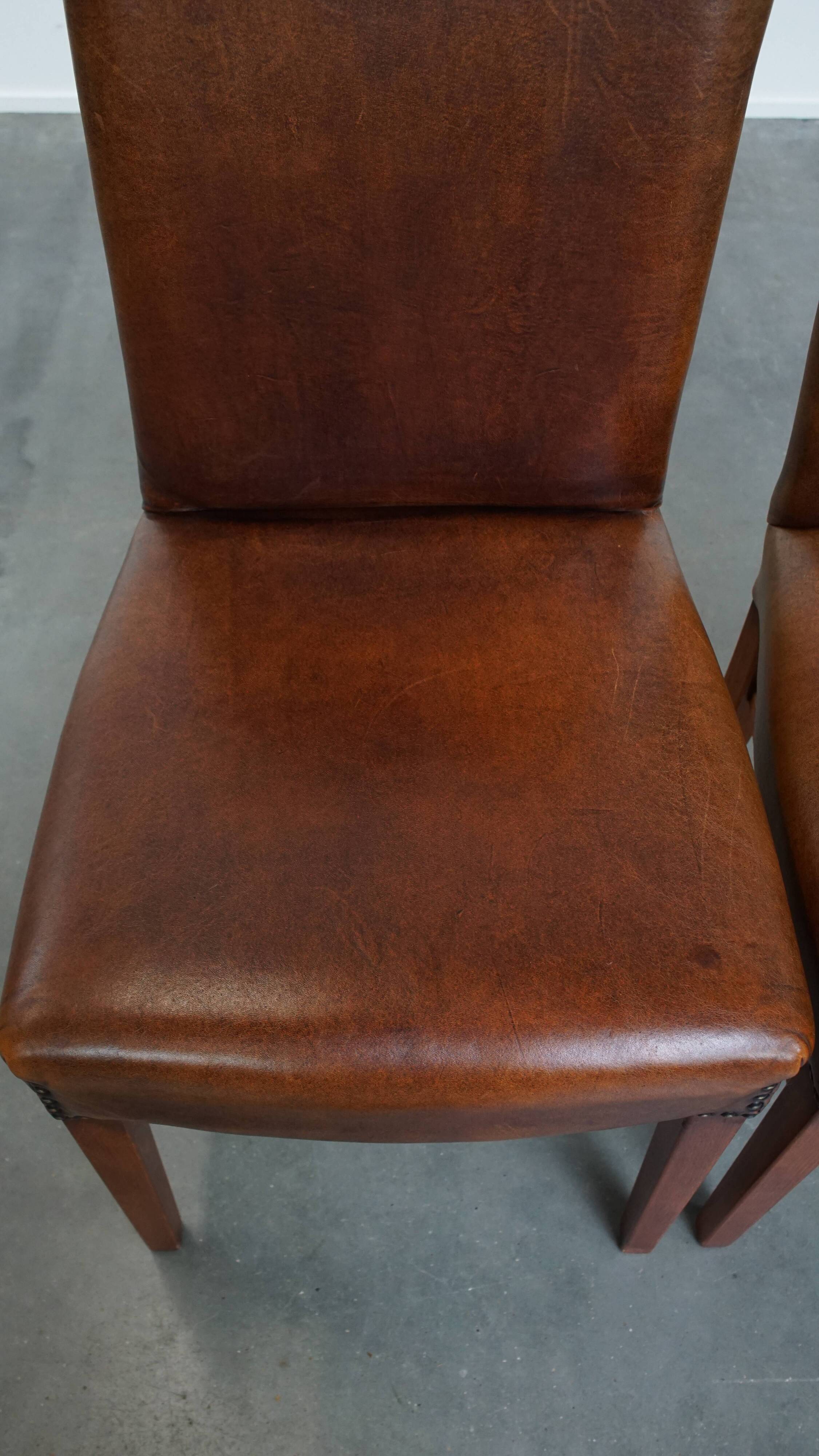 Set of 6 Dining Chairs in Sheepskin Leather