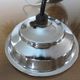 Hanging lamp Bauhaus white opaline ball and chrome metal 30 40 years