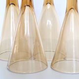 Set of 6 champagne flutes called 'trinquette' or 'cul sec' in mouth-blown glass, vintage