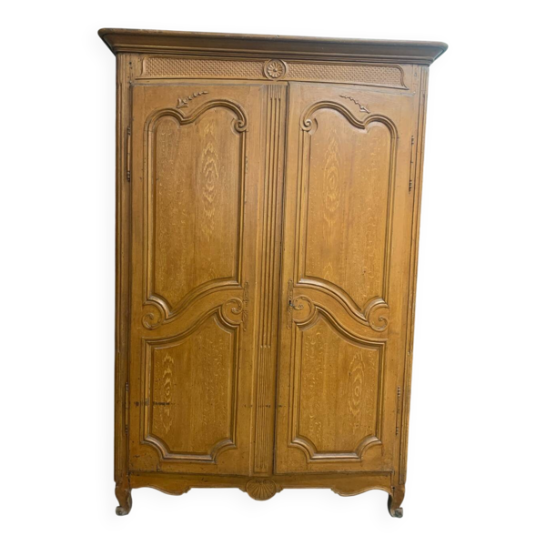 Armoire en chêne peint façon faux bois, XIXème s.