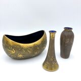 Crystal and copper shuttle cup Léon Ledru Val Saint Lambert