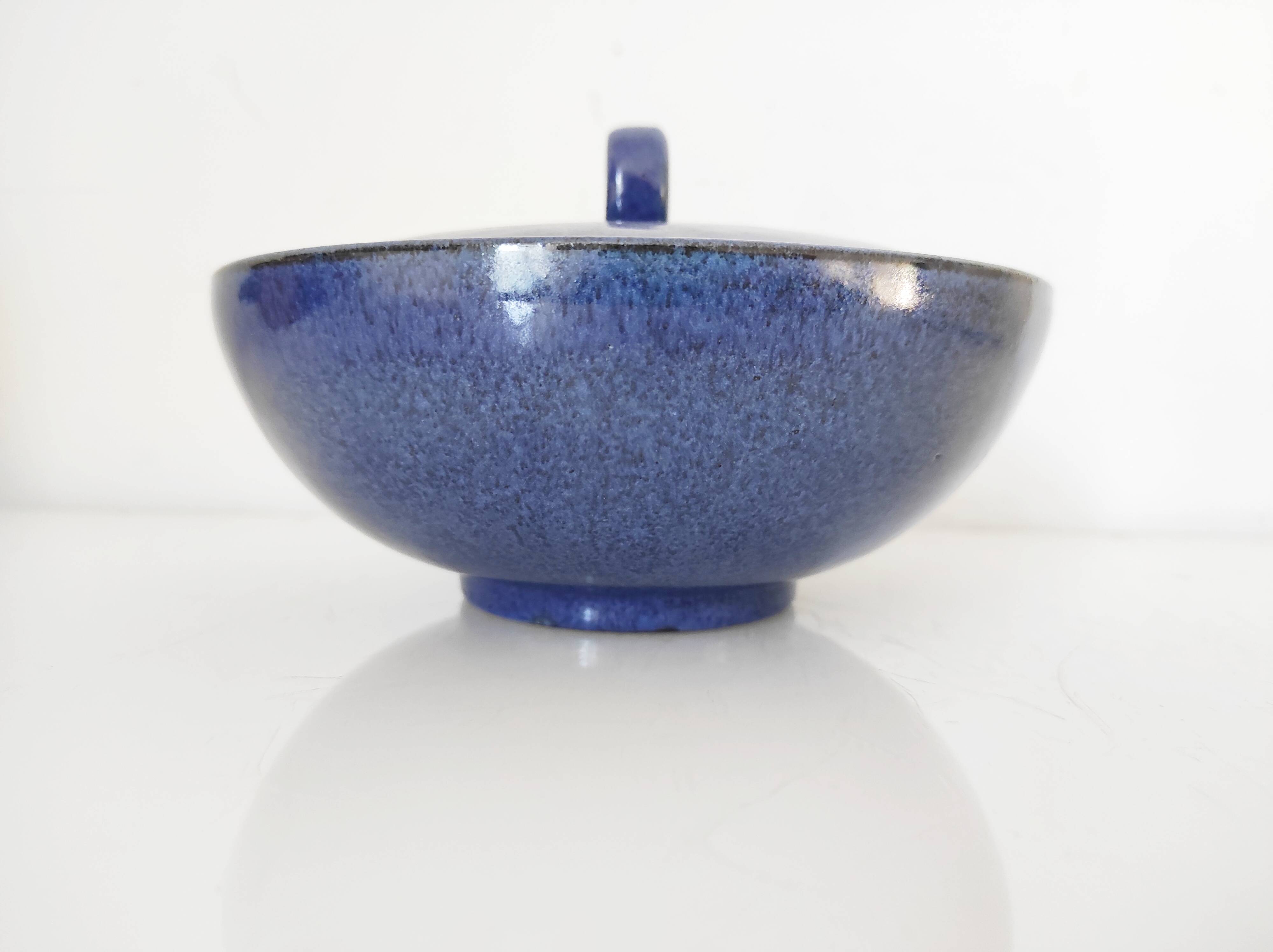 Dark blue ceramic candy box