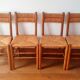 Série de 4 chaises assise et dossier  paillé