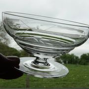 Set of 10 Art Deco crystal champagne glasses from Czechoslovakia