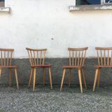Set of 4 chairs bistro vintage Scandinavian brasserie colorful cake - 1950 1960