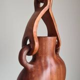 Hanging vase in solid wood carved / handcrafted / 1960