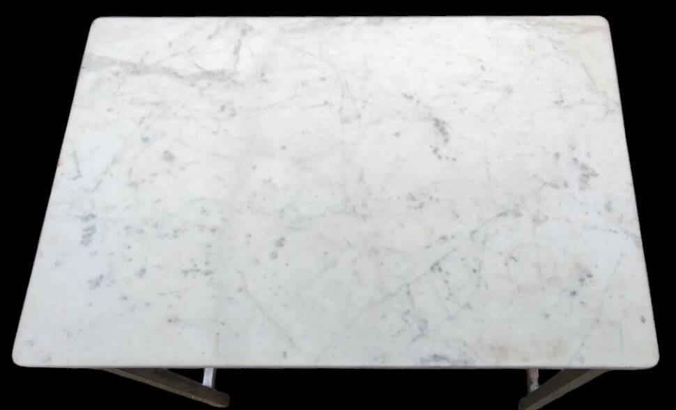 Bureau table d appoint Art Déco cuivre nikelé et marbre blanc