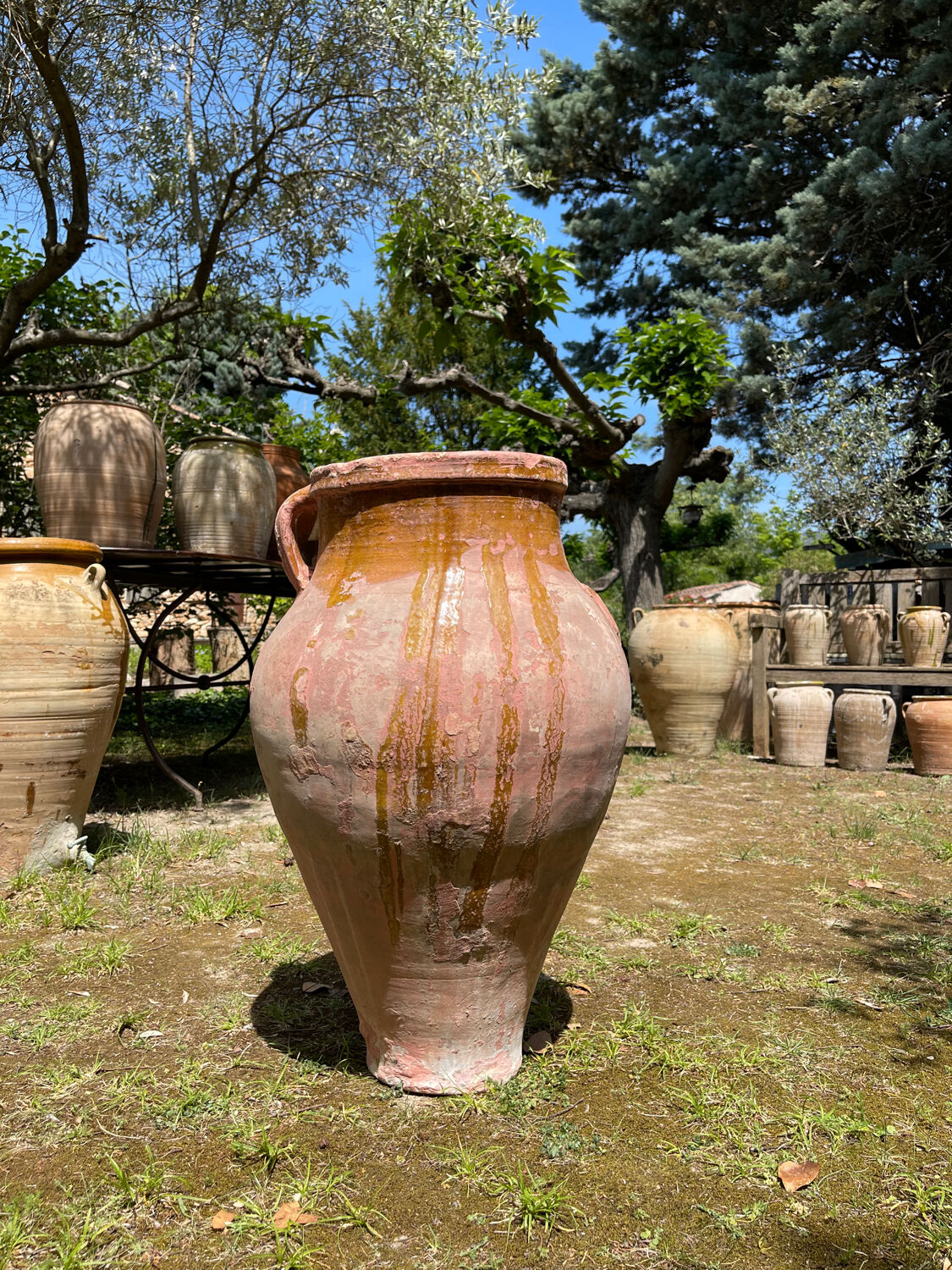 Ancient terracotta pottery jar