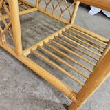 Table basse en rotin dessus verre fumé 1970