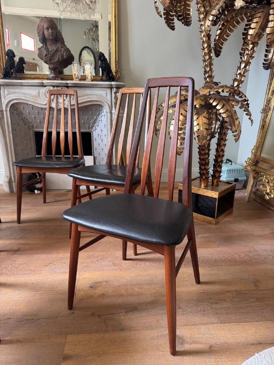 Suite de 6 chaises de salle à manger de Niels Koefoed « Eva » danois en palissandre