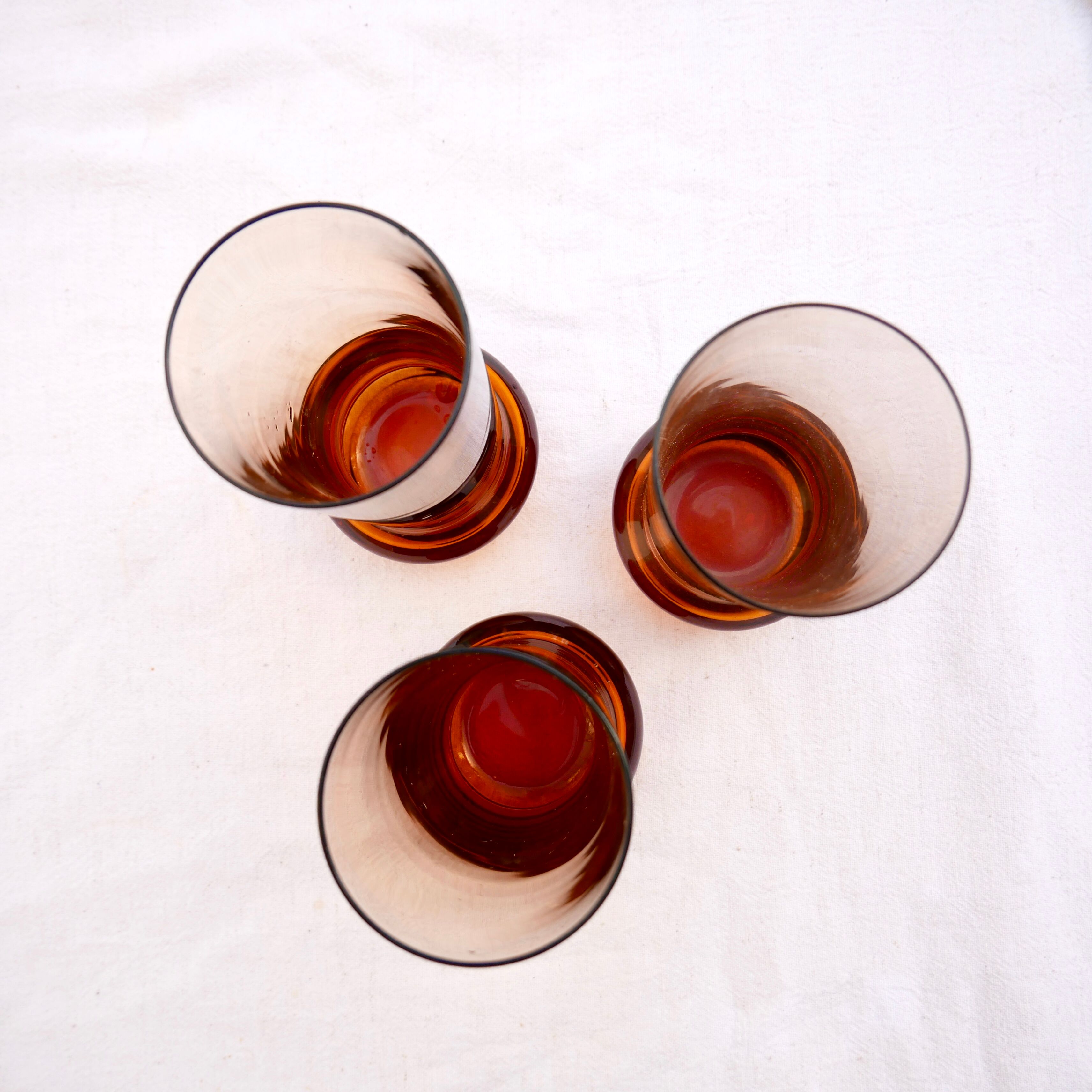 Set of 3 designer amber water glasses