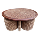 Coffee table and 3 rope stools from the 1970s.