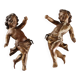 Pair of ancient cherubs in carved lacquered and gilded wood, Italy, 18th century.