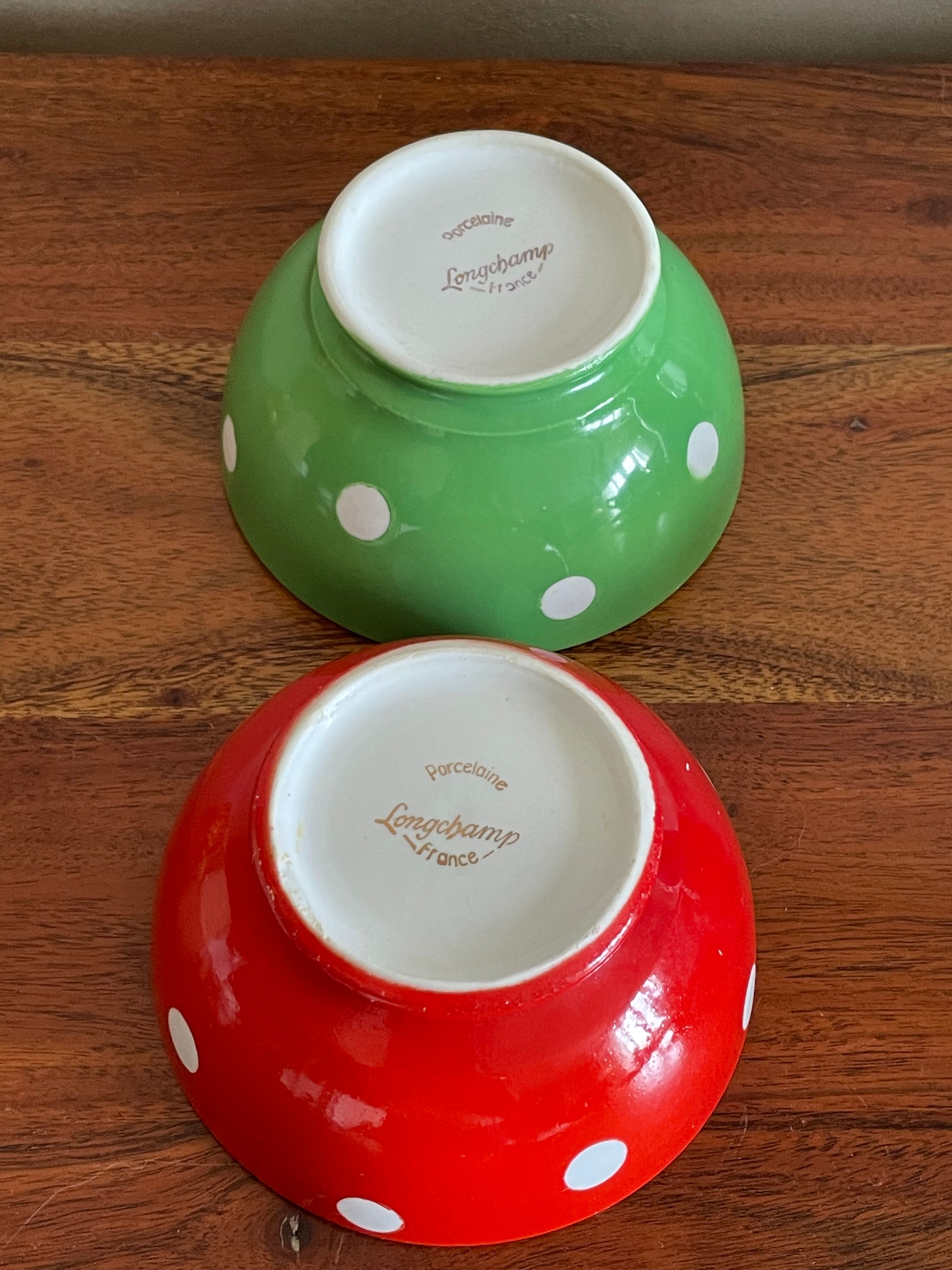 2 small ceramic polka dot bowls from Longchamp France