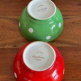 2 small ceramic polka dot bowls from Longchamp France