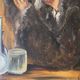 Vintage Mid-Century Alchemist Oil Painting