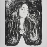 Edvard Munch: Brooch, Eva Mudocci, signed lithograph