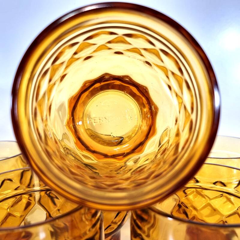 6 Vintage advertising glass signed on the reverse PERNOD SA in amber color