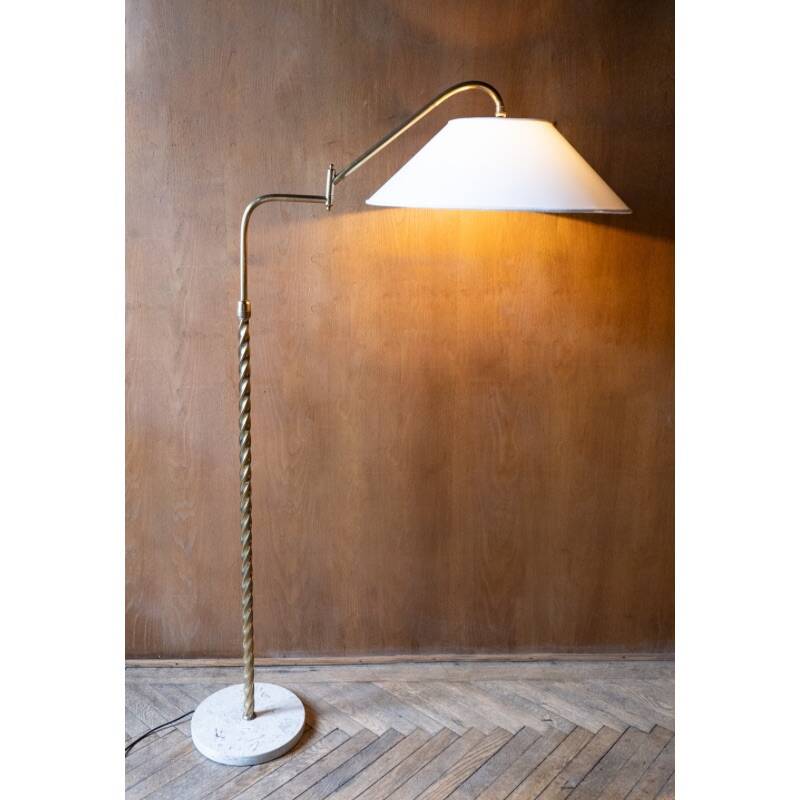 Brass and marble floor lamp, Italy 1950s
