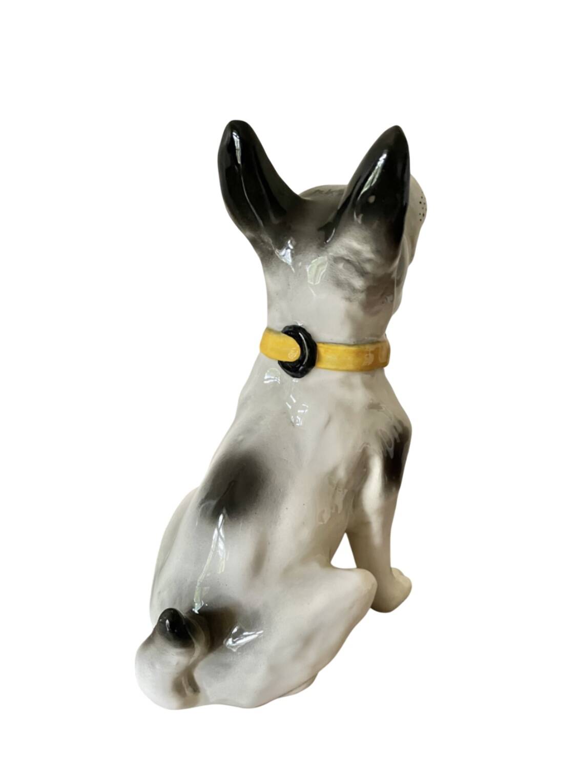DESVRES earthenware dog with sulphide eyes, 1950
