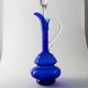 Murano cobalt blue glass carafe with clear handle and stopper - 1960s Italy, vintage mid-century design