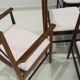 Set of six wooden dining chairs Arne Vodder Model No 422 with fabric upholstery.