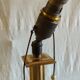 Table lamp base in leather and brass - 50s design
